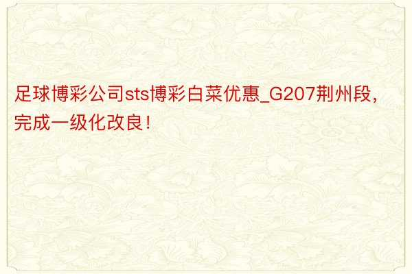 足球博彩公司sts博彩白菜优惠_G207荆州段，完成一级化改良！